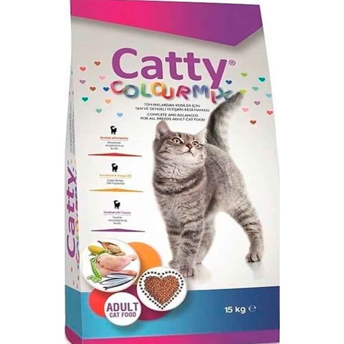 Catty Kedi Maması Color Mix Tavuklu 15 kg 8680542870242 Catty Yetişkin Kedi Mamaları Amazon Pet Center