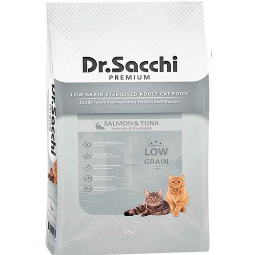 Dr Sacchi Düşük Tahıllı Somonlu Kısır Kedi Maması 10 KG 8690286591655 Dr Sacchi Yetişkin Kedi Mamaları Amazon Pet Center