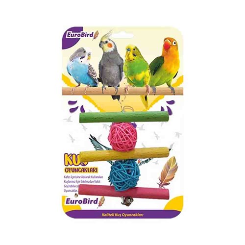 EuroBird Renkli Üç Basamaklı Tahta Merdiven Salıncak Kuş Oyuncağı 8681144136279 Amazon Pet Center