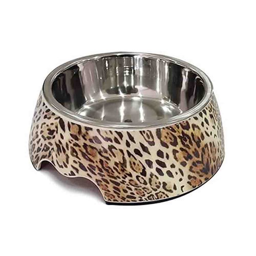Kedi ve Köpekler için Leopar Desenli Çelik Mama ve Su Kabı 700ml 1802000157239 Amazon Pet Center