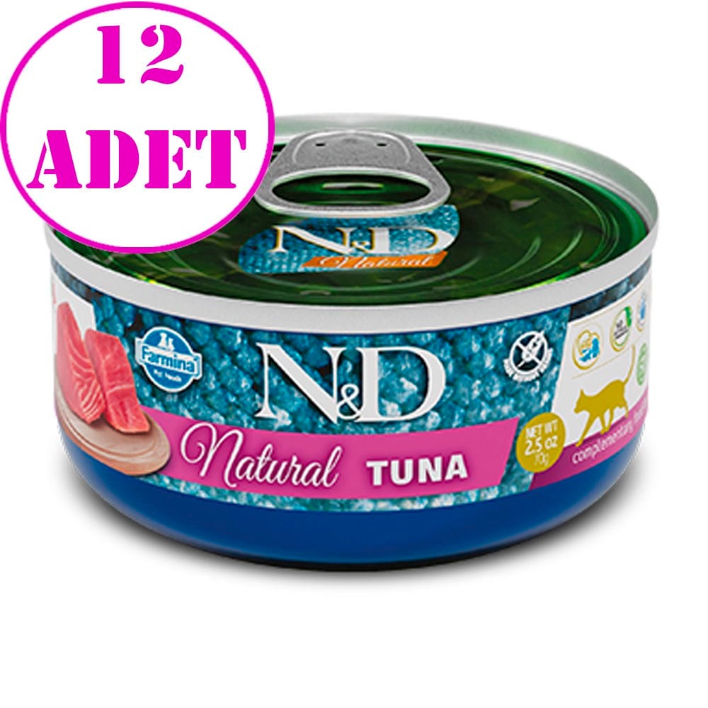 N&D Natural Ton Balıklı Yetişkin Kedi Konservesi 70 Gr 12 AD 32132960 Amazon Pet Center