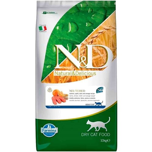 ND Ocean Somonlu ve Portakallı Düşük Tahıllı Kısırlaştırılmış Kedi Maması 10kg 8010276040046 N&D Kısır Kedi Mamaları Amazon Pet Center