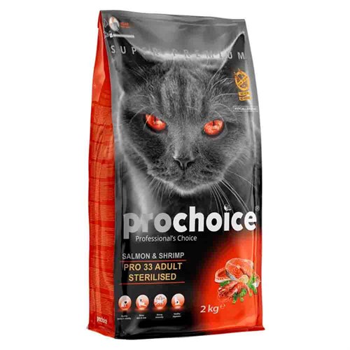 Prochoice Pro 33 Somonlu ve Karidesli Kısırlaştırılmış Kedi Maması 2 Kg 8681465601449 Pro Choice Kısır Kedi Mamaları Amazon Pet Center