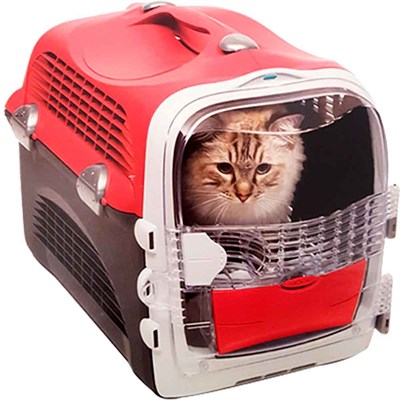 Catit Cabrıo Kedi ve Köpek Taşıma Kabı Kırmızı/Gri 51x33x35cm 022517413708 Catit Kedi Taşıma Çantaları Amazon Pet Center