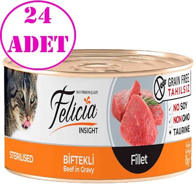 Felicia Tahılsız Sterilised Biftek Filetolu Yaş Kedi Maması 85 Gr 24 AD 32126198 Felicia Koli Kedi Konserve Mamaları Amazon Pet Center