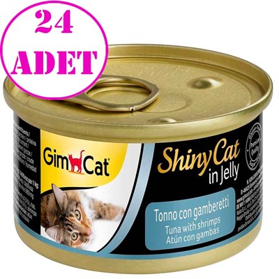 Gimcat Shiny Cat Jel içinde Ton Balıklı ve Karidesli Konserve 70 gr 24 AD 32126310 Gimpet Koli Kedi Konserve Mamaları Amazon Pet Center