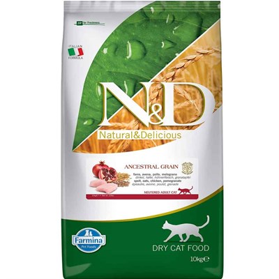 ND Düşük Tahıllı Tavuklu ve Narlı Kısırlaştırılmış Kedi Maması 10 Kg 8010276031341 N&D Kısır Kedi Mamaları Amazon Pet Center